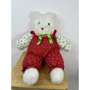 Dakin Christmas Holly Cat Plush Stuffed Animal Holiday Puffs 1990 Puffy Tag 12"